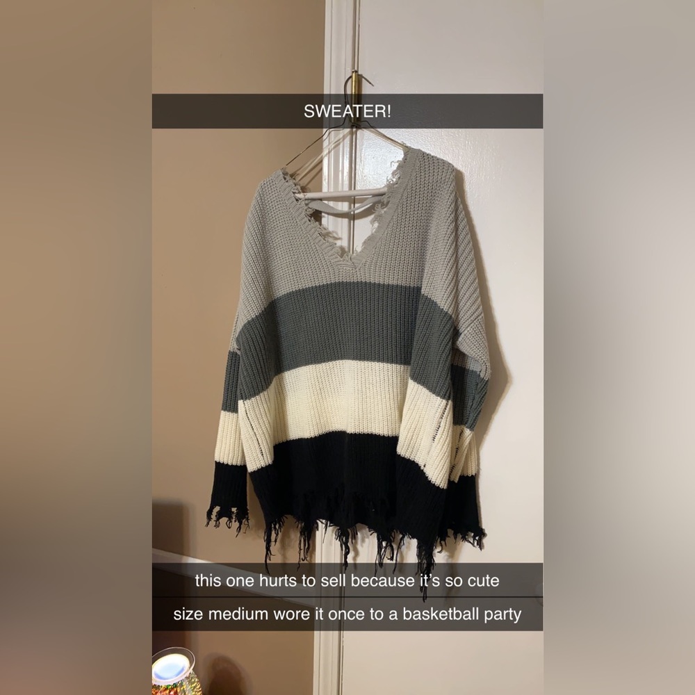 black white and grey striped sweater!